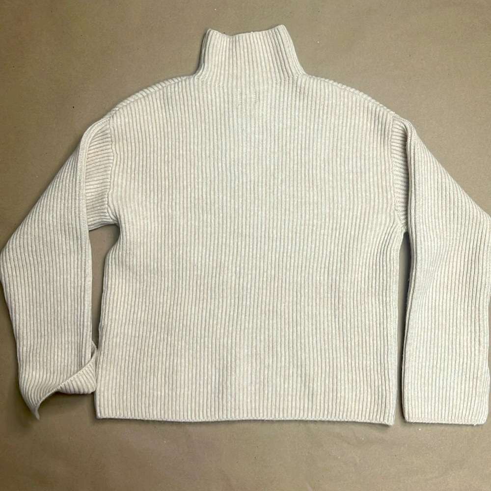 H&M Mock Ribbed Turtleneck Sweater Oatmeal NWT Oversized XS